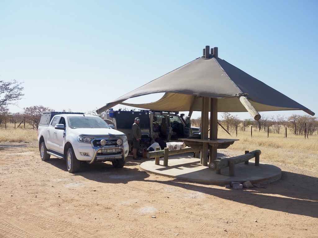 Picknik spot in Olifantsrus Camp, Namibia, Etosha