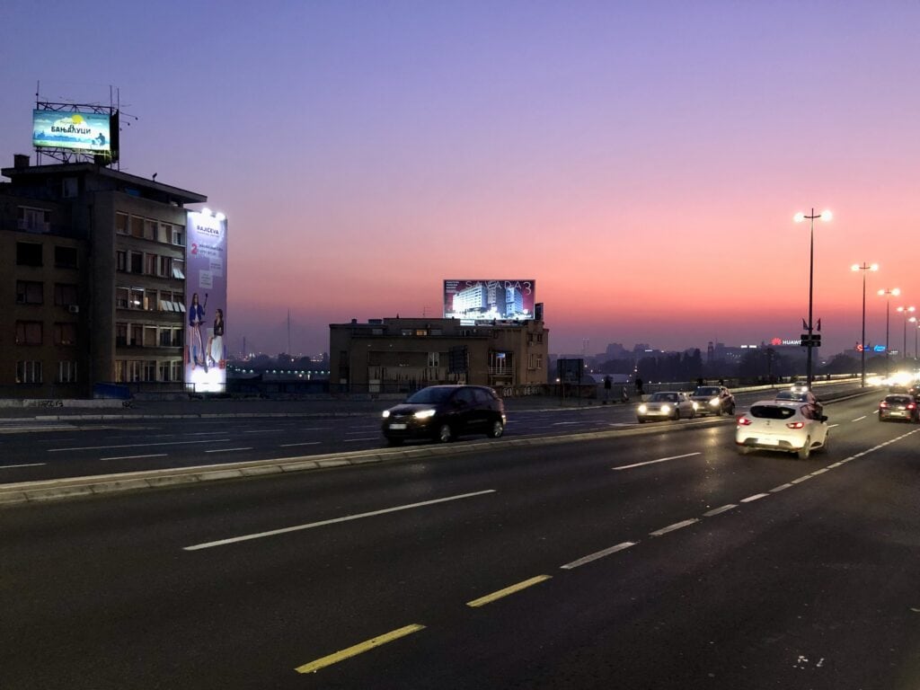 Busy highway in Belgrade, Serbia