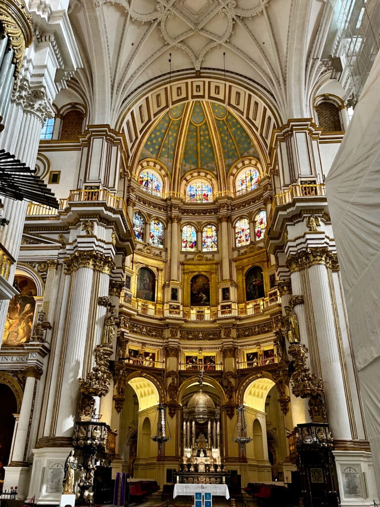 Inside the Granada Cathedral in Spain