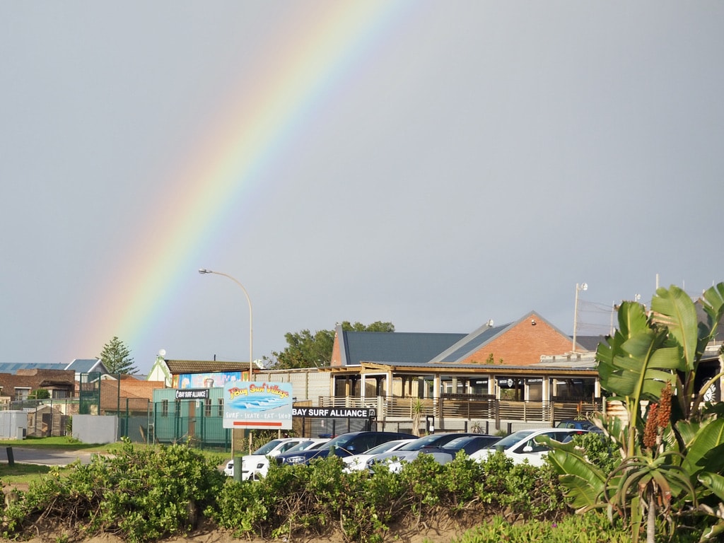 Rainbow over the J-Bay village