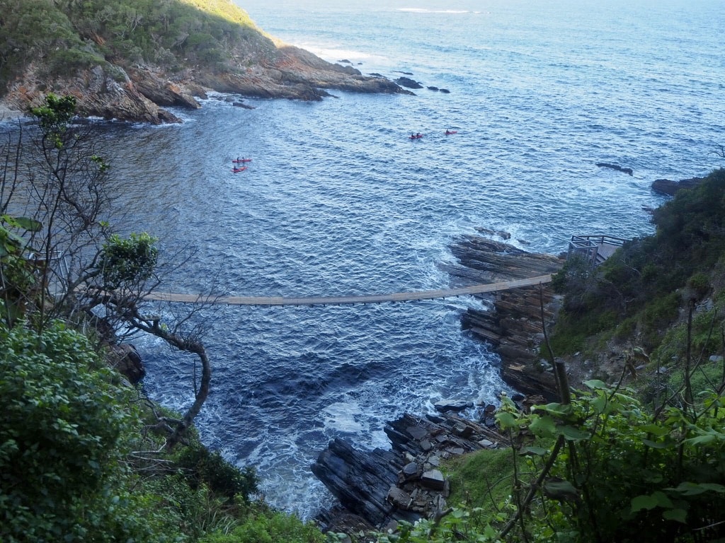 Vies of the suspension bridge in Tsitsikamma, South Africa