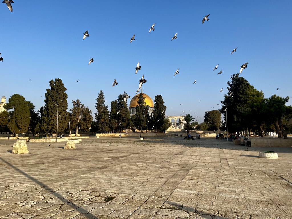 Temple Mount with Dome of the rock in the distance