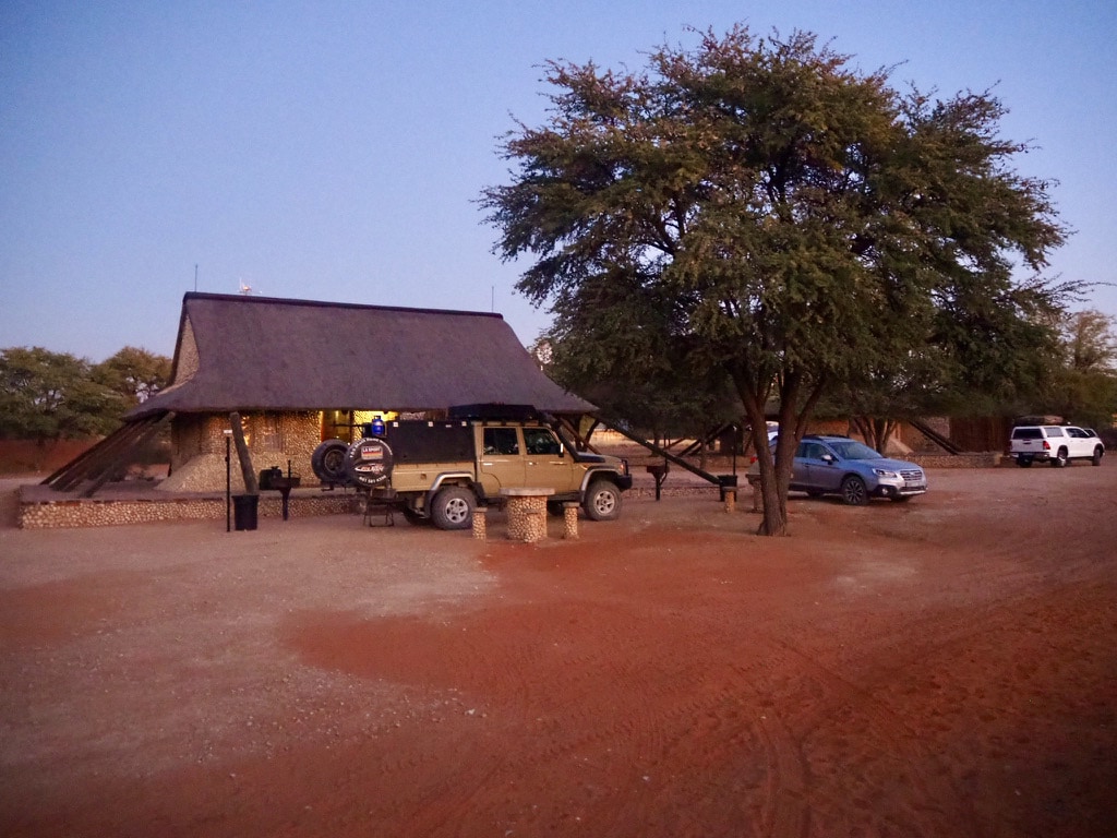 Twee Rivieren Rest Camp chalets. Safari road trip to Kgalagadi Transfrontier Park