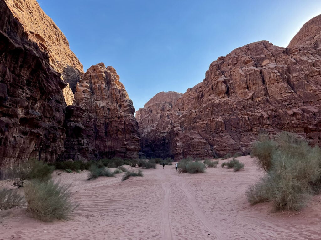 Walking in Wadi Rum desert