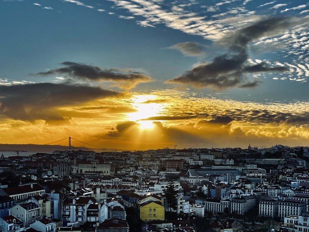 Sunset over Lisbon, Portugal road trip