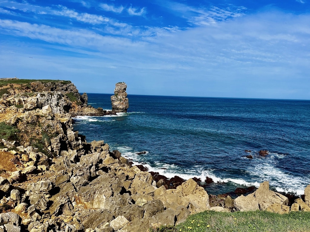 View of the rocks and Atlantic Ocean in Peniche