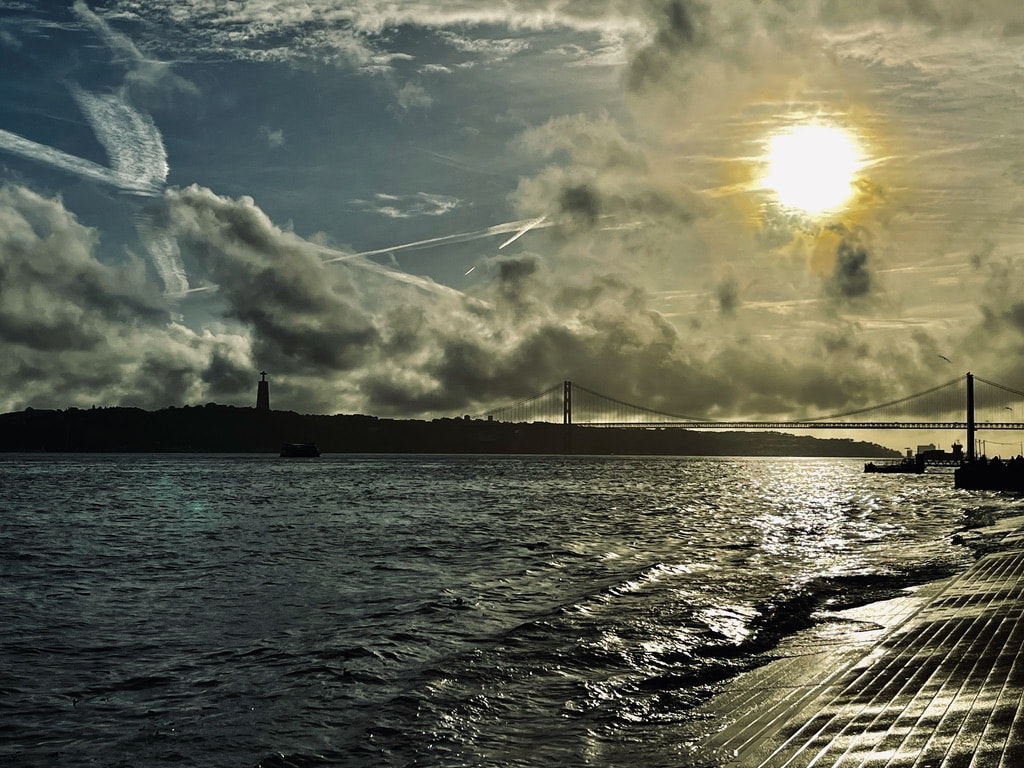 Walk alongside the Tagus river in Lisbon, Portugal