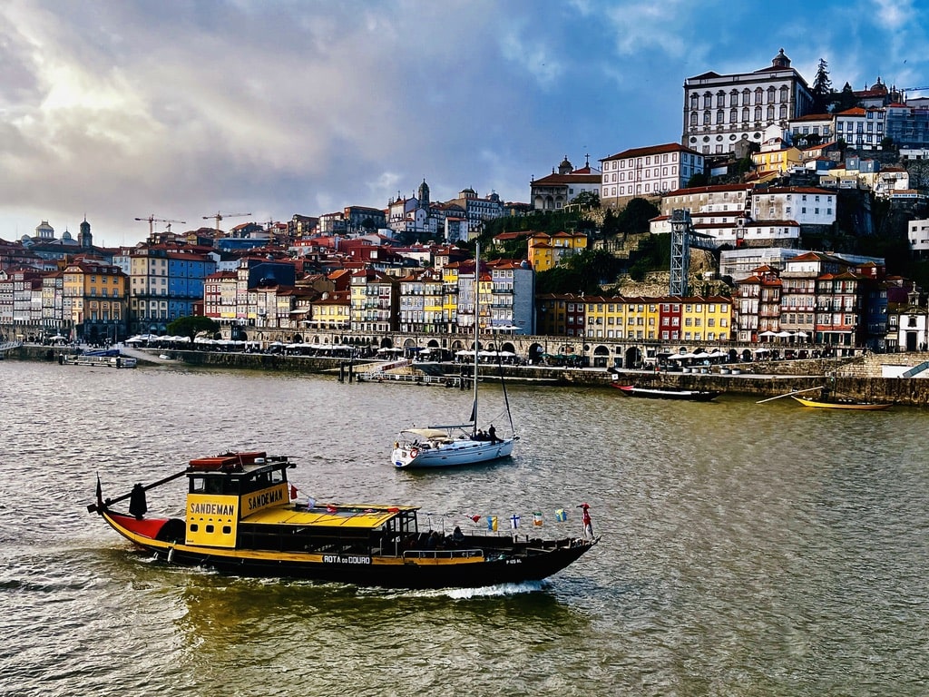 View from Dom Luis bridge on Rirbeira in Porto