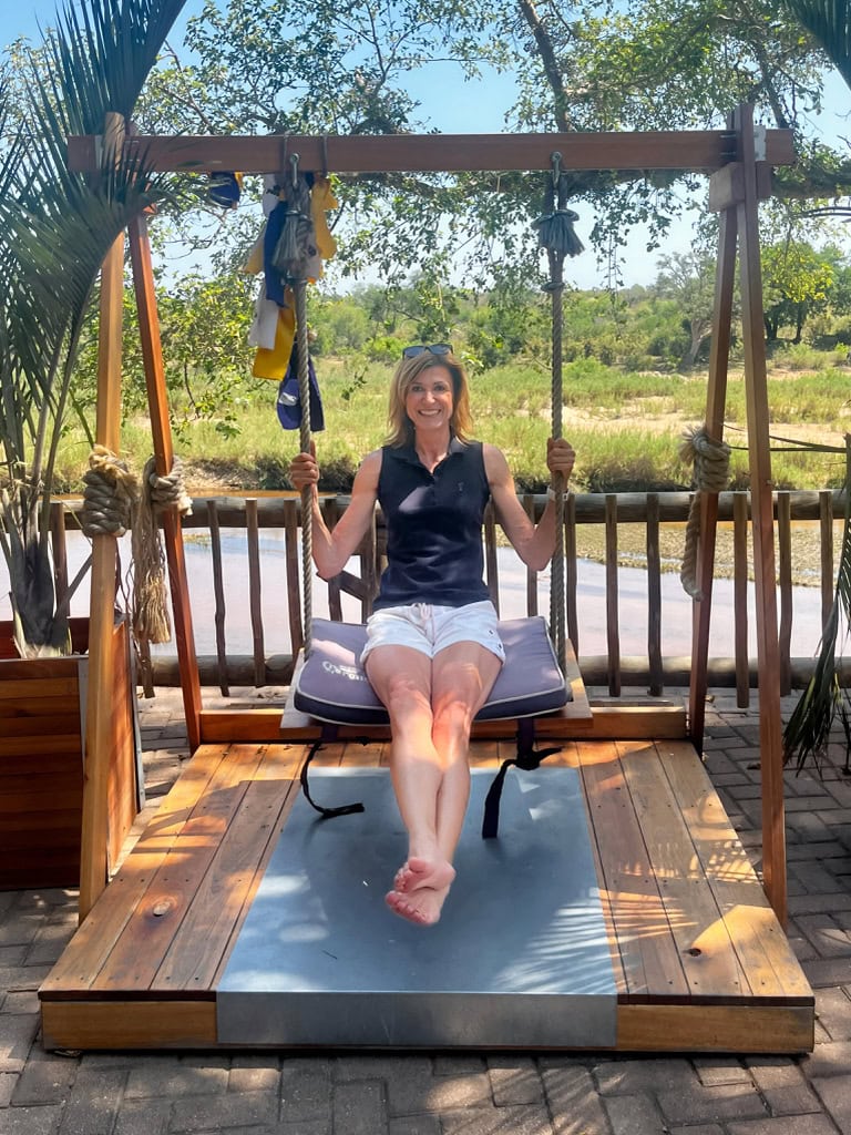 Me on the swing in Skakuza, Kruger park, South Africa