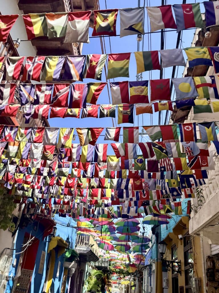 Street with flags, Cartagena