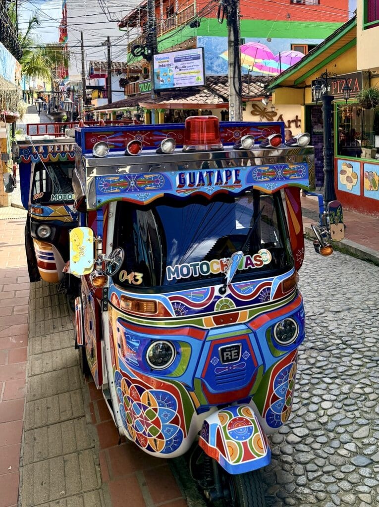 Colorful Tuk-tuk bus in Guatapé