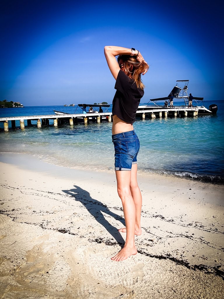 Ivča on the beach, Colombia, Rosario Islands