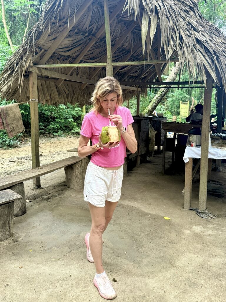 Drinking coconut juice in Tayrona National park